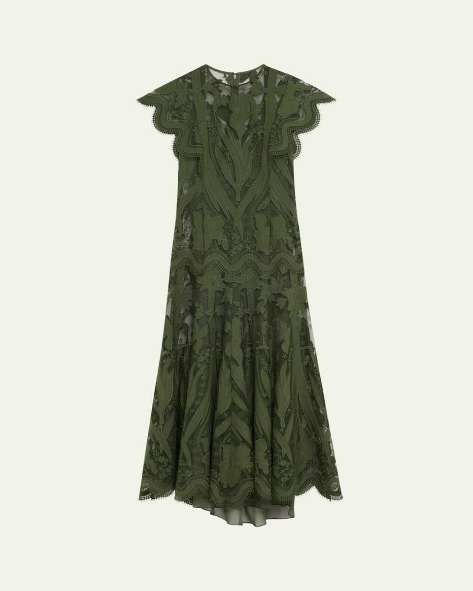 Floral Embroidered Lace Scallop Dress